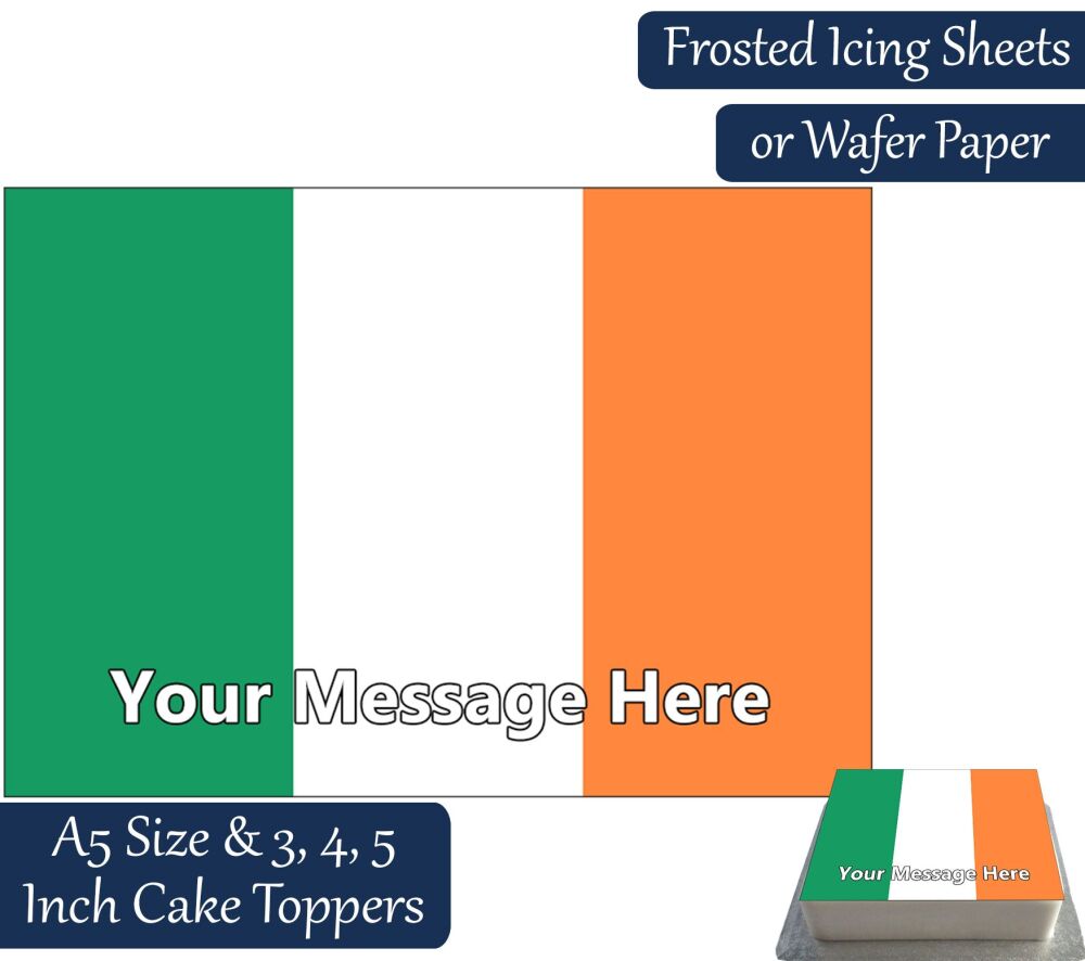 Ireland Flag A5 Rectangular Personalised Cake Topper
