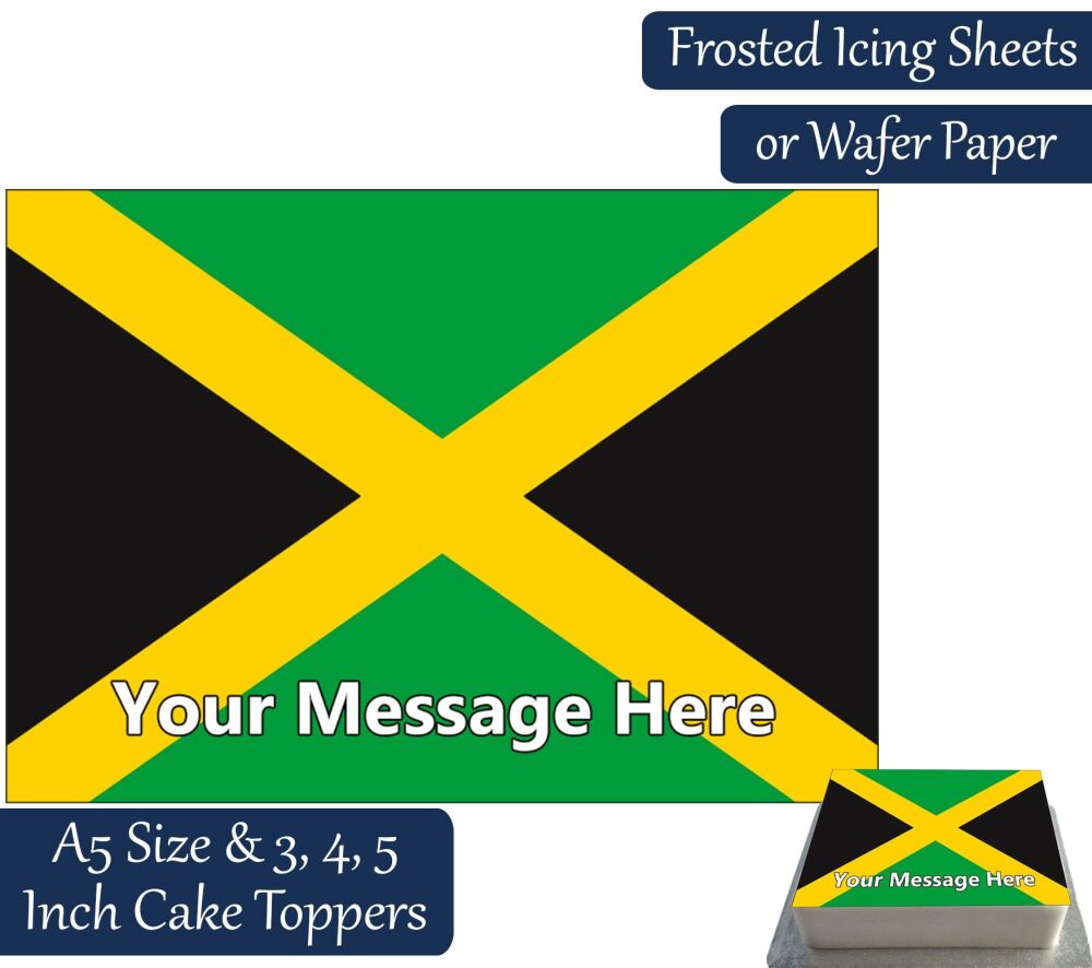 Jamaica Flag A5 Rectangular Personalised Cake Topper
