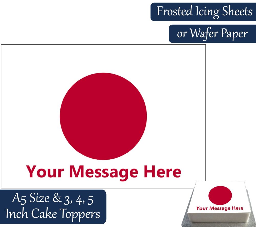Japan Flag A5 Rectangular Personalised Cake Topper
