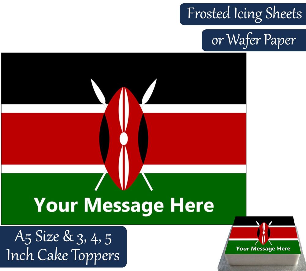 Kenya Flag A5 Rectangular Personalised Cake Topper