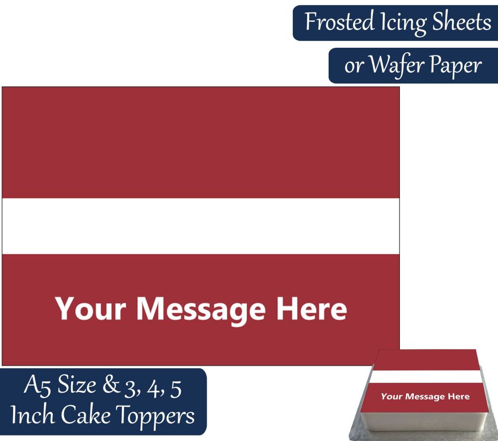 Latvia Flag A5 Rectangular Personalised Cake Topper