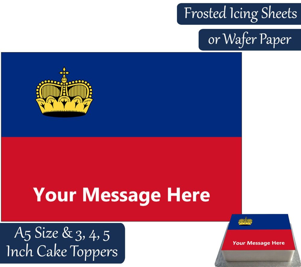 Liechtenstein Flag A5 Rectangular Personalised Cake Topper
