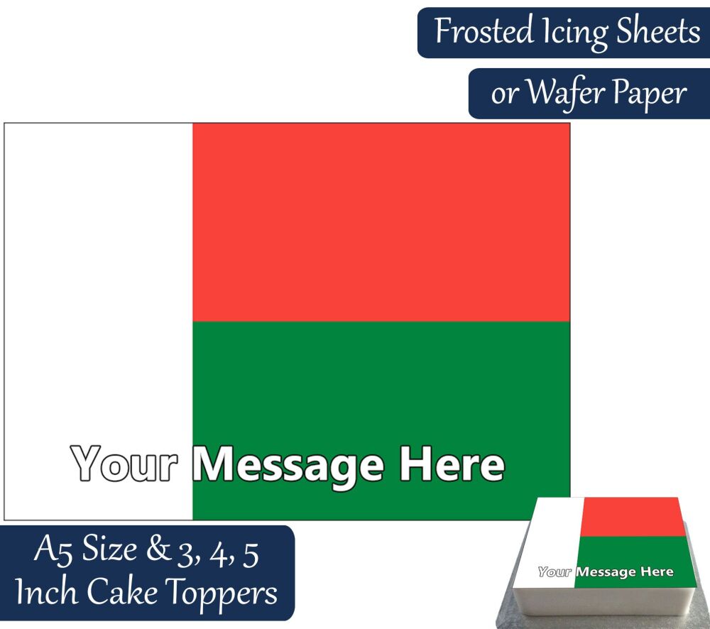 Madagascar Flag A5 Rectangular Personalised Cake Topper