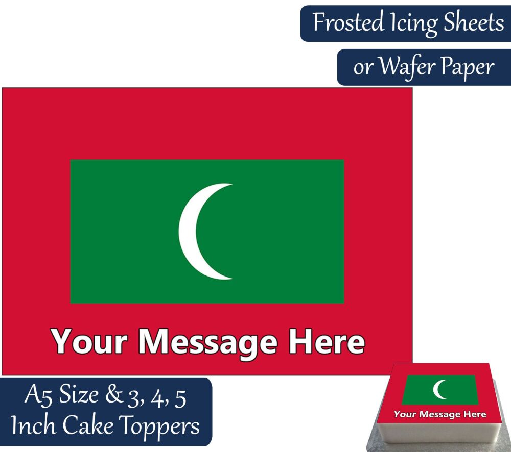 Maldives Flag A5 Rectangular Personalised Cake Topper