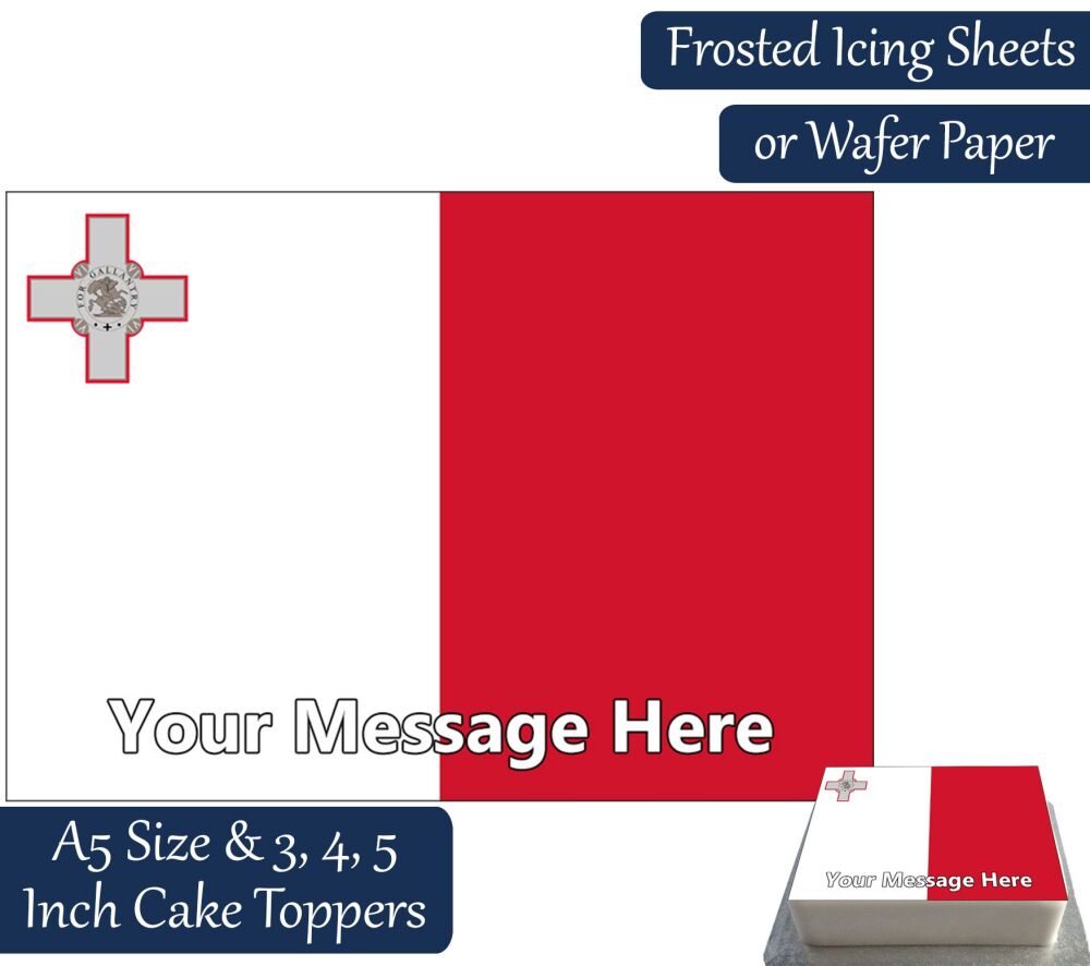 Malta Flag A5 Rectangular Personalised Cake Topper
