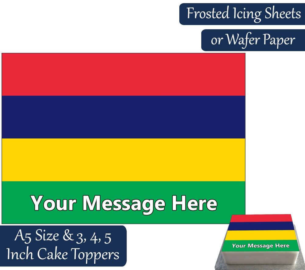 Mauritius Flag A5 Rectangular Personalised Cake Topper