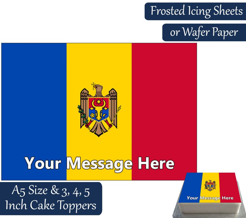 Moldova Flag A5 Rectangular Personalised Cake Topper