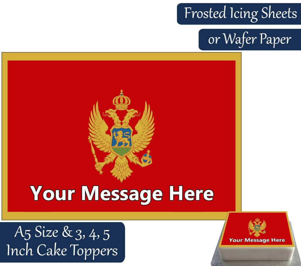 Montenegro Flag A5 Rectangular Personalised Cake Topper