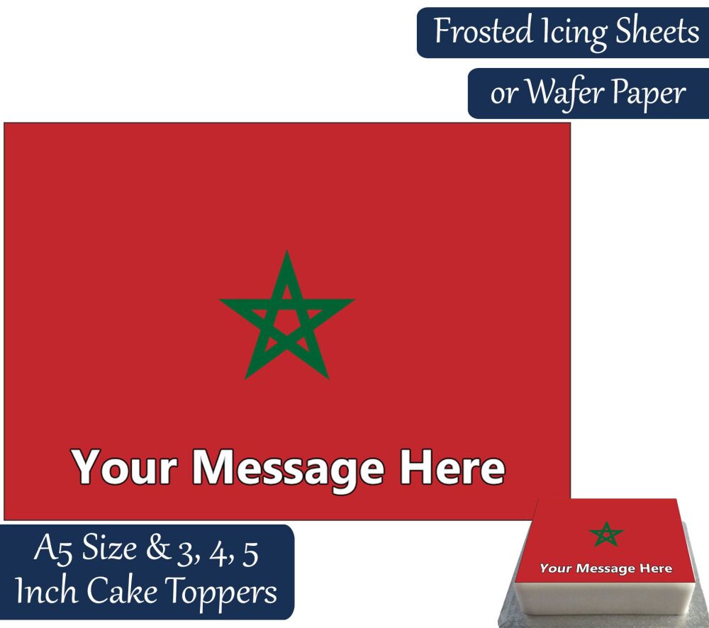 Morocco Flag A5 Rectangular Personalised Cake Topper
