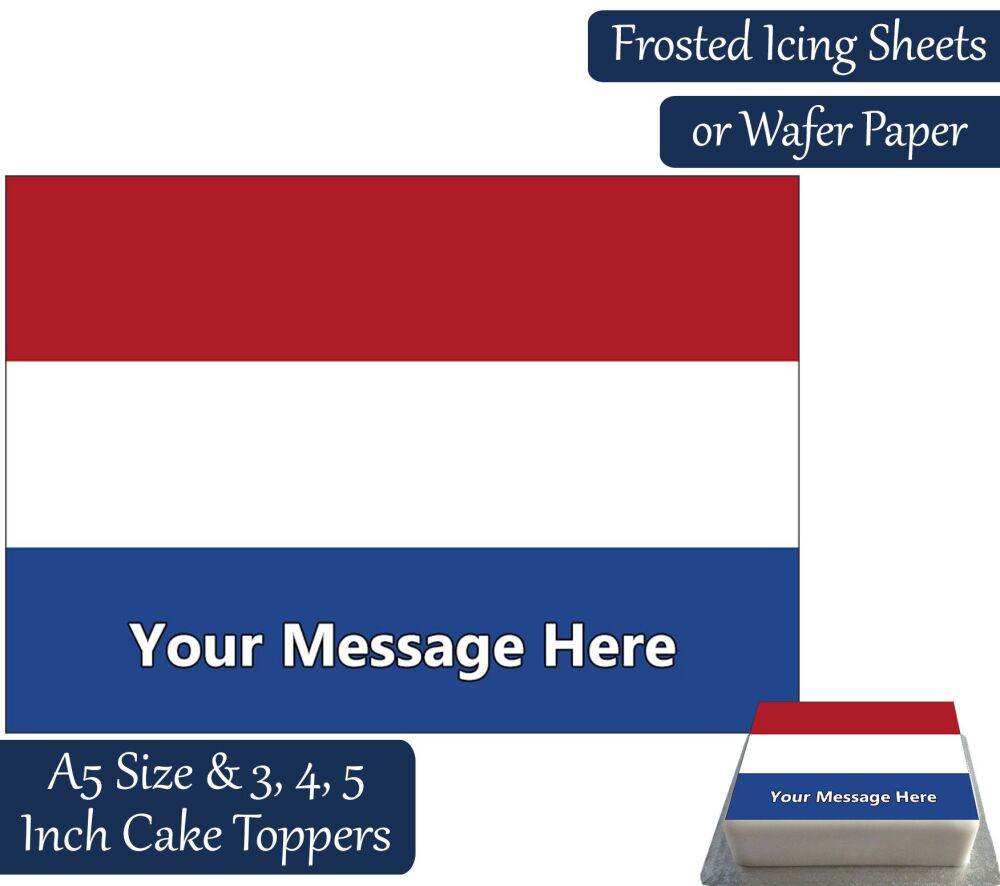 Netherlands Flag A5 Rectangular Personalised Cake Topper