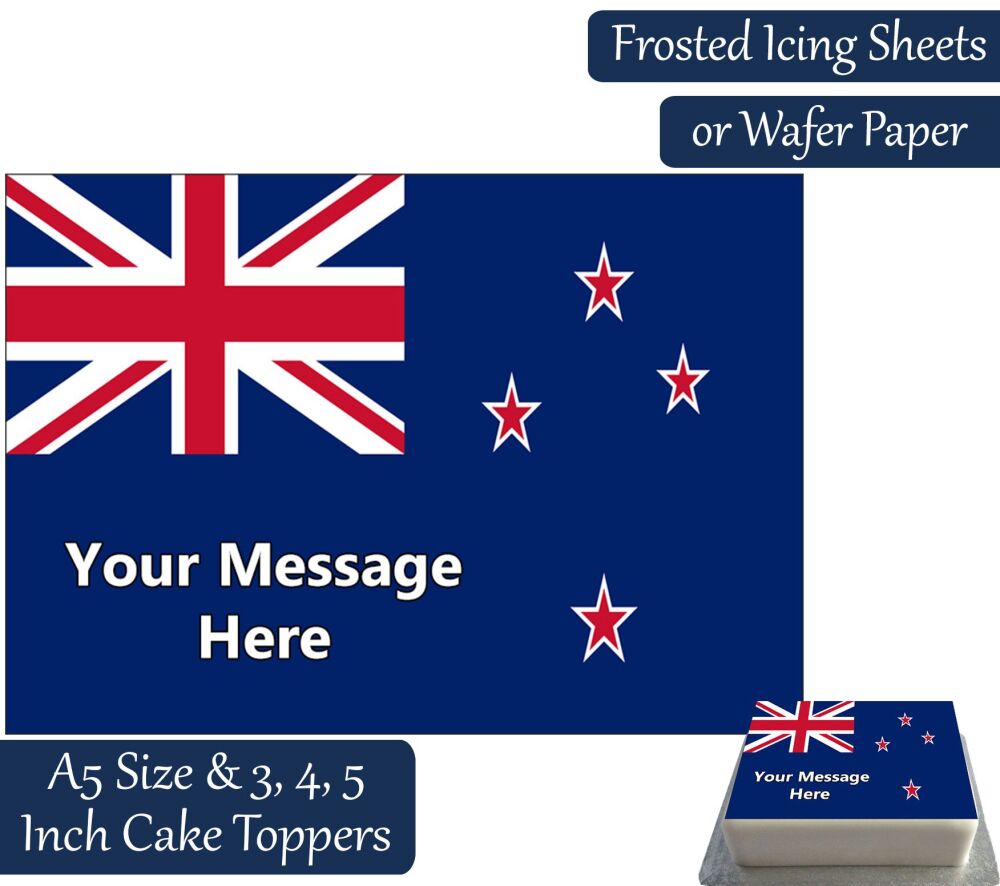 New Zealand Flag A5 Rectangular Personalised Cake Topper