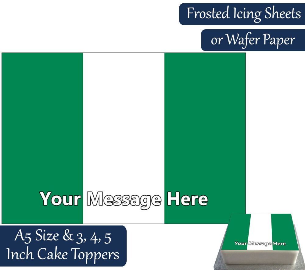 Nigeria Flag A5 Rectangular Personalised Cake Topper