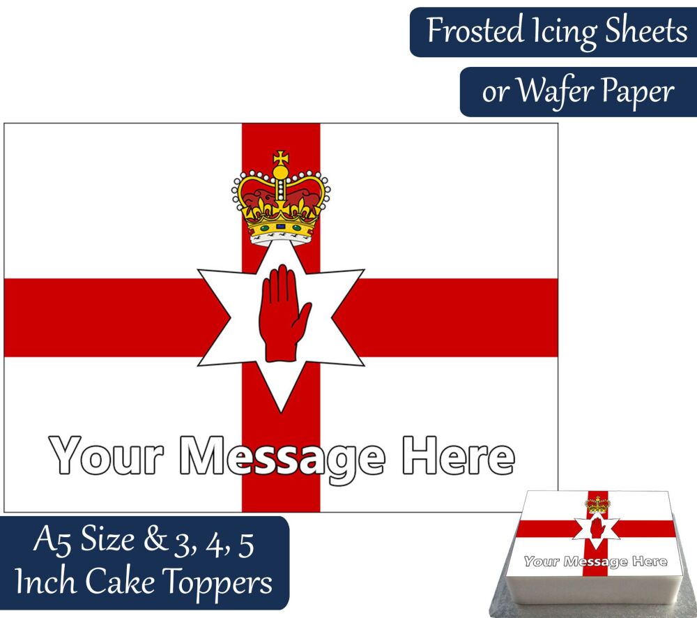 Northern Ireland Ulster Flag A5 Rectangular Personalised Cake Topper