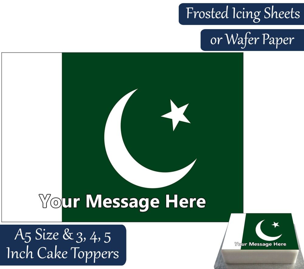 Pakistan Flag A5 Rectangular Personalised Cake Topper