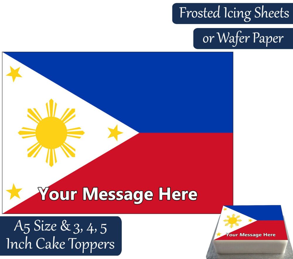 Philippines Flag A5 Rectangular Personalised Cake Topper