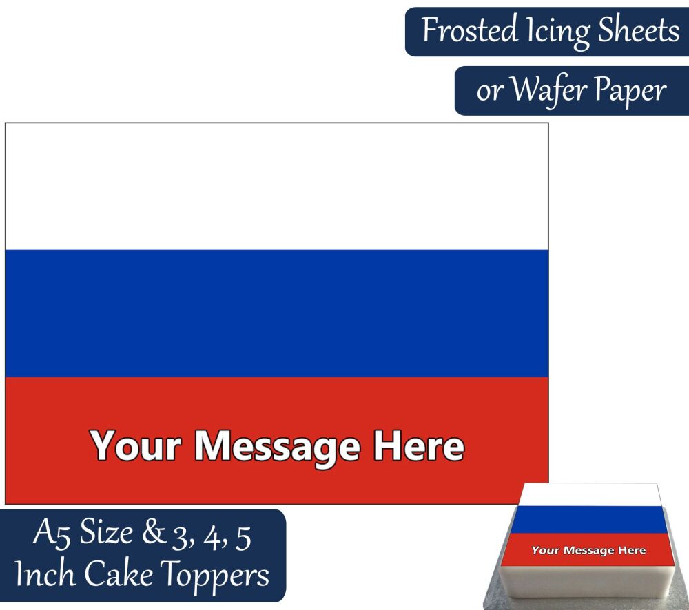 Russia Flag A5 Rectangular Personalised Cake Topper