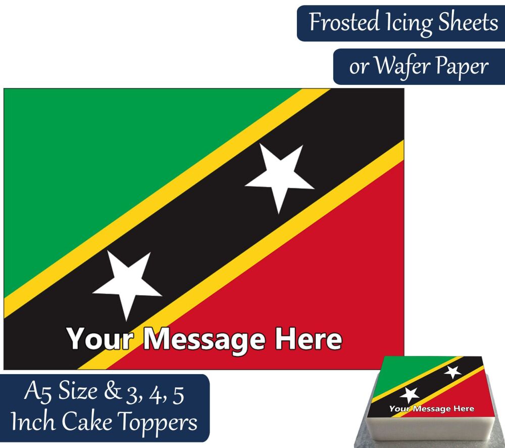 Saint Kitts Nevis Flag A5 Rectangular Personalised Cake Topper