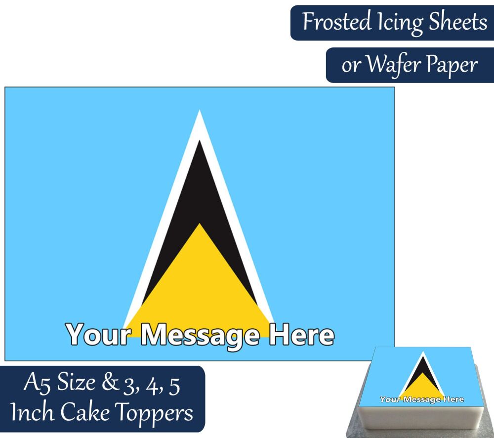 Saint Lucia Flag A5 Rectangular Personalised Cake Topper