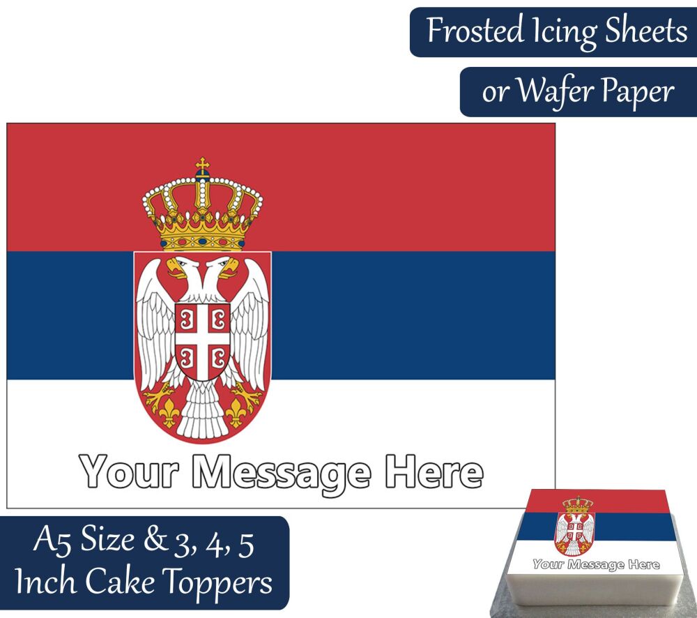 Serbia Flag A5 Rectangular Personalised Cake Topper