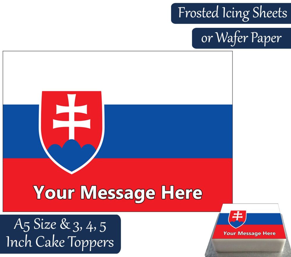 Slovakia Flag A5 Rectangular Personalised Cake Topper