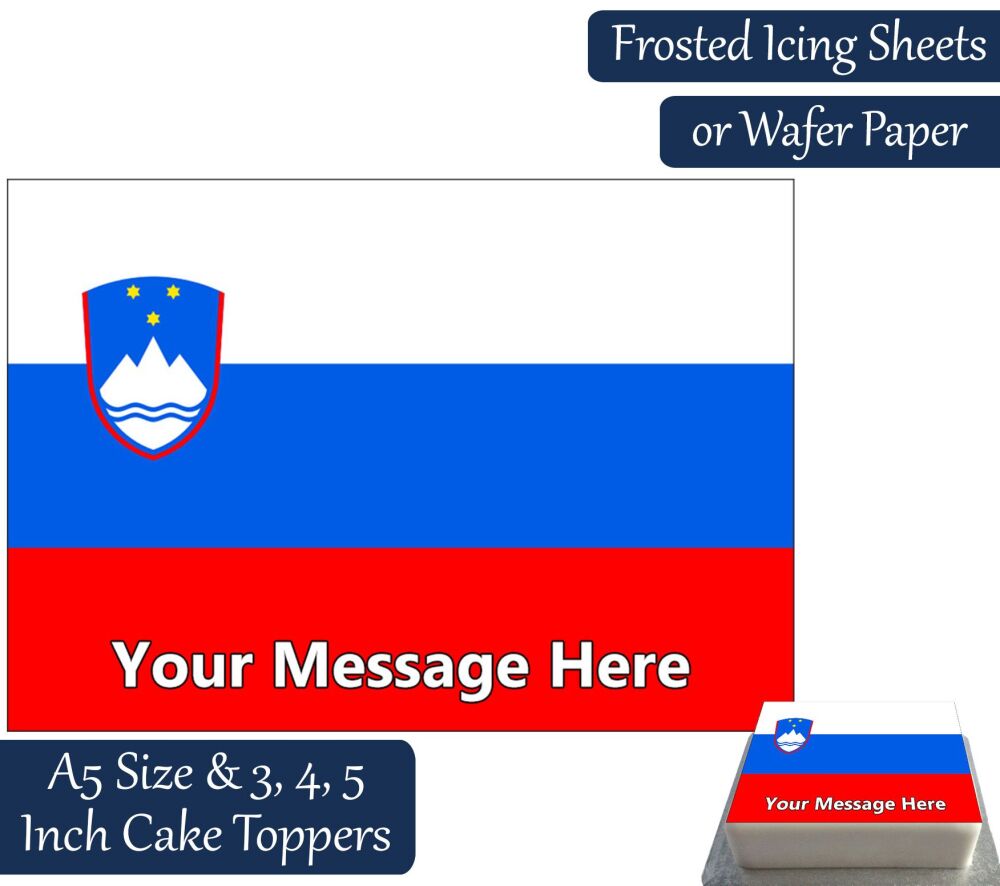 Slovenia Flag A5 Rectangular Personalised Cake Topper