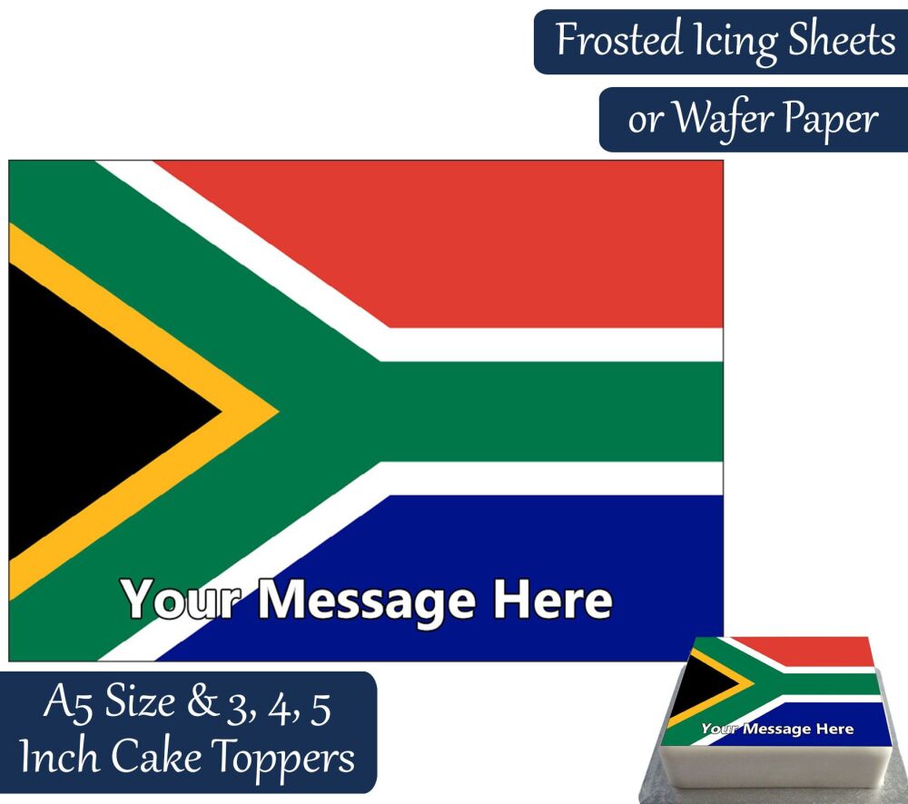 South Africa Flag A5 Rectangular Personalised Cake Topper