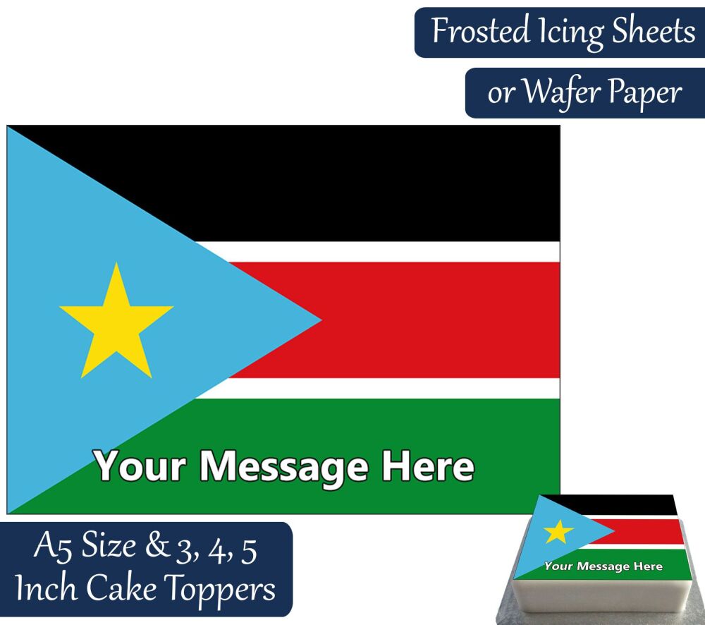 South Sudan Flag A5 Rectangular Personalised Cake Topper