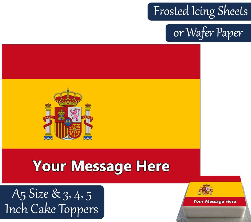 Spain Flag A5 Rectangular Personalised Cake Topper