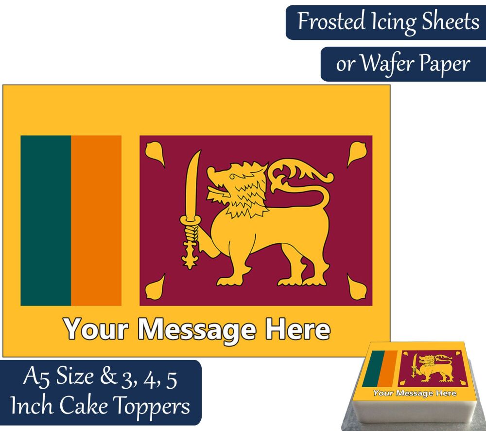 Sri Lanka Flag A5 Rectangular Personalised Cake Topper