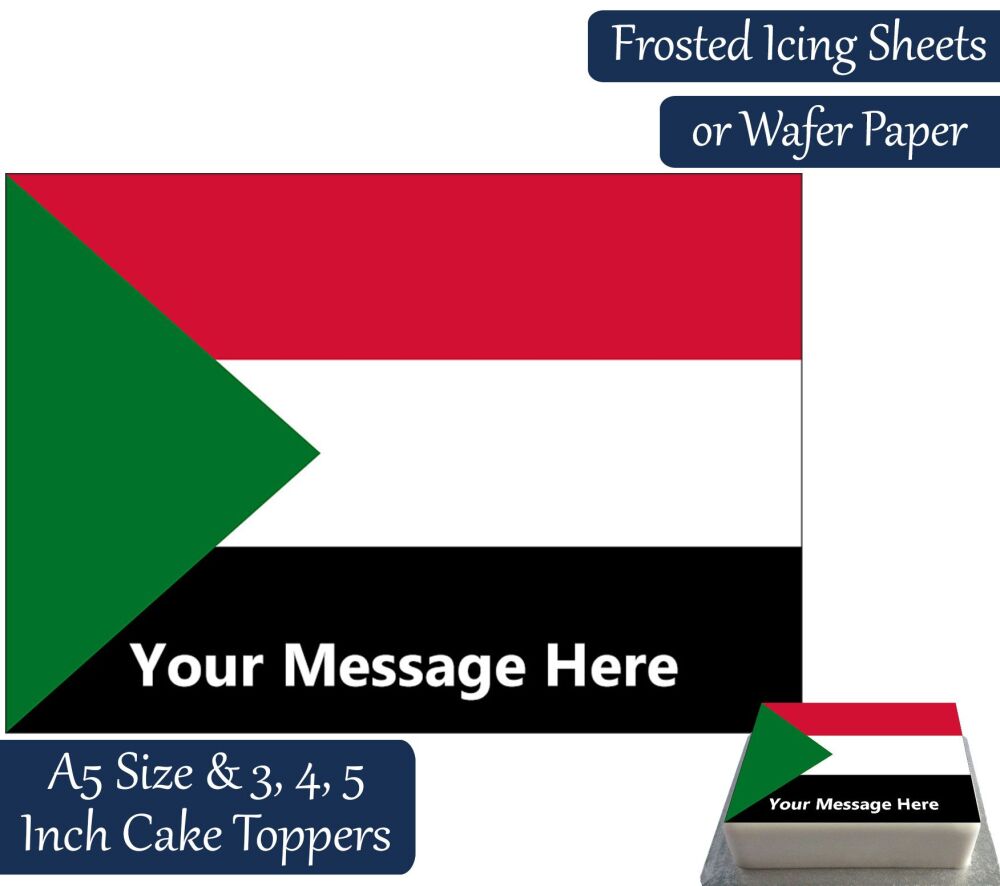 Sudan Flag A5 Rectangular Personalised Cake Topper
