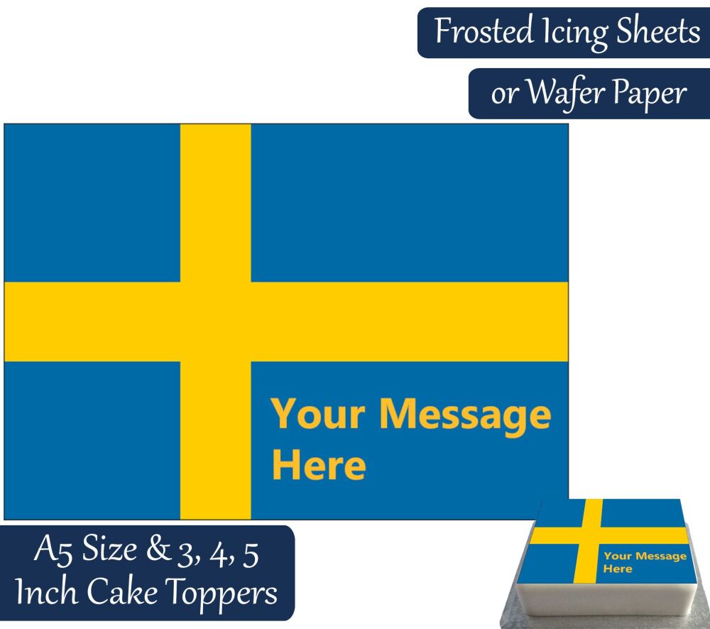 Sweden Flag A5 Rectangular Personalised Cake Topper