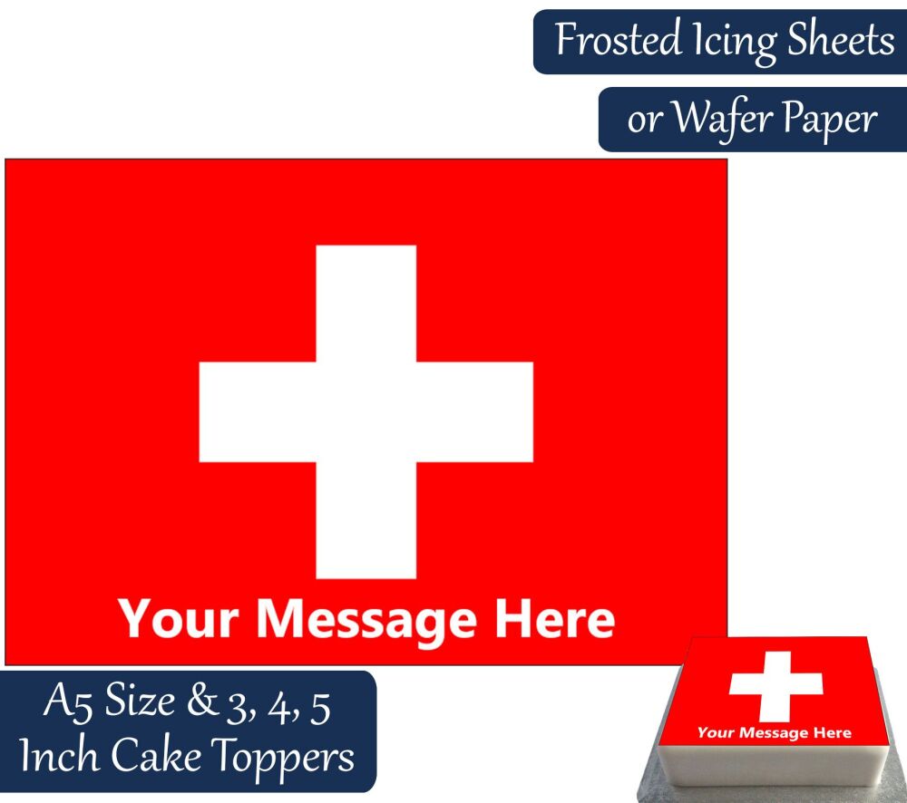 Switzerland Flag A5 Rectangular Personalised Cake Topper