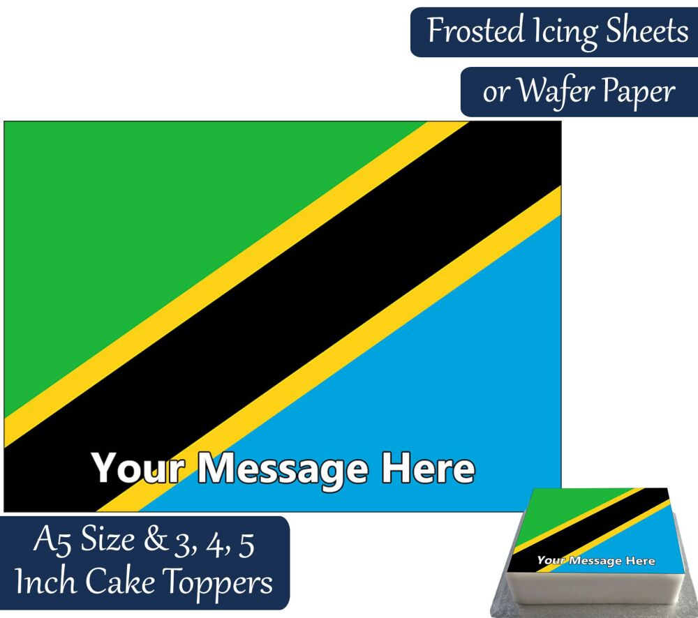 Tanzania Flag A5 Rectangular Personalised Cake Topper