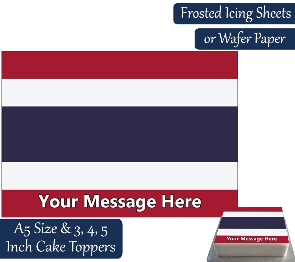 Thailand Flag A5 Rectangular Personalised Cake Topper