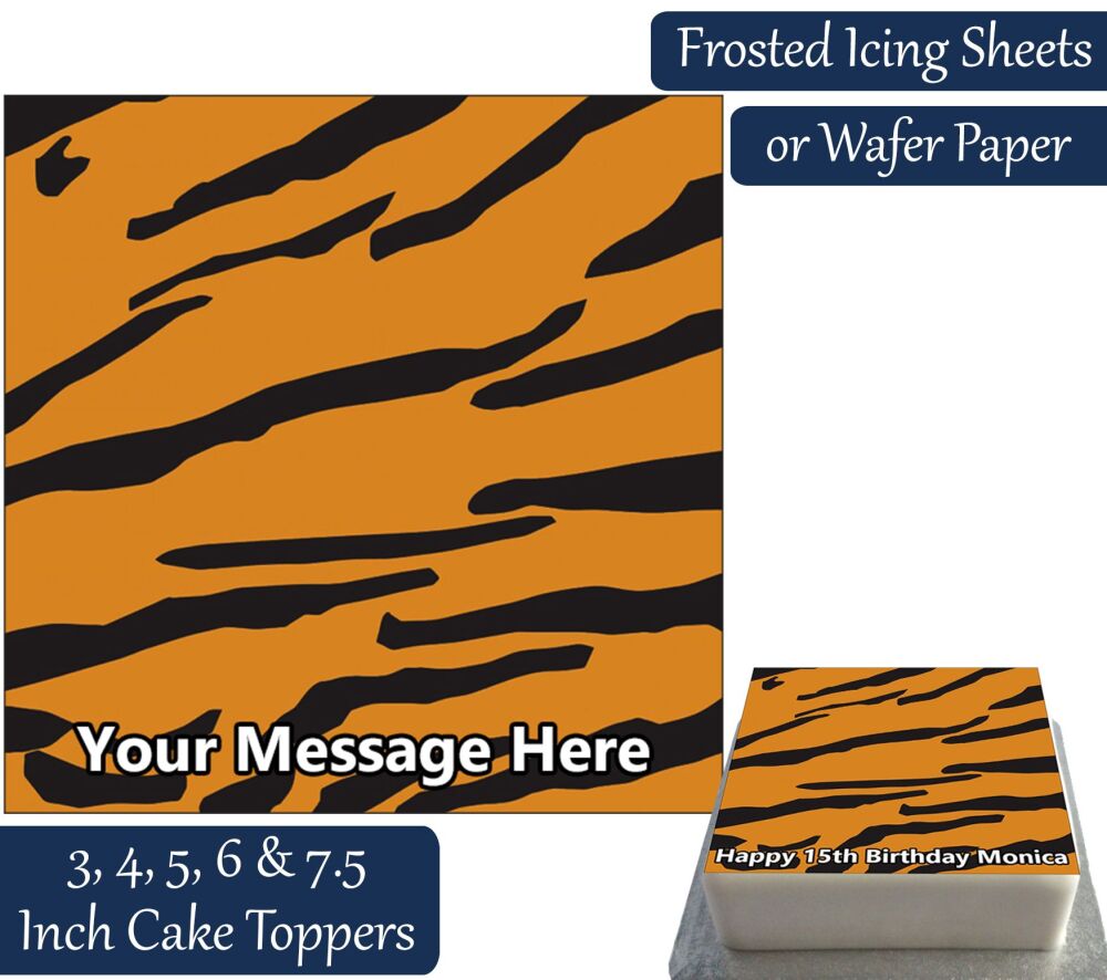 Tiger Print Square Personalised Cake Topper