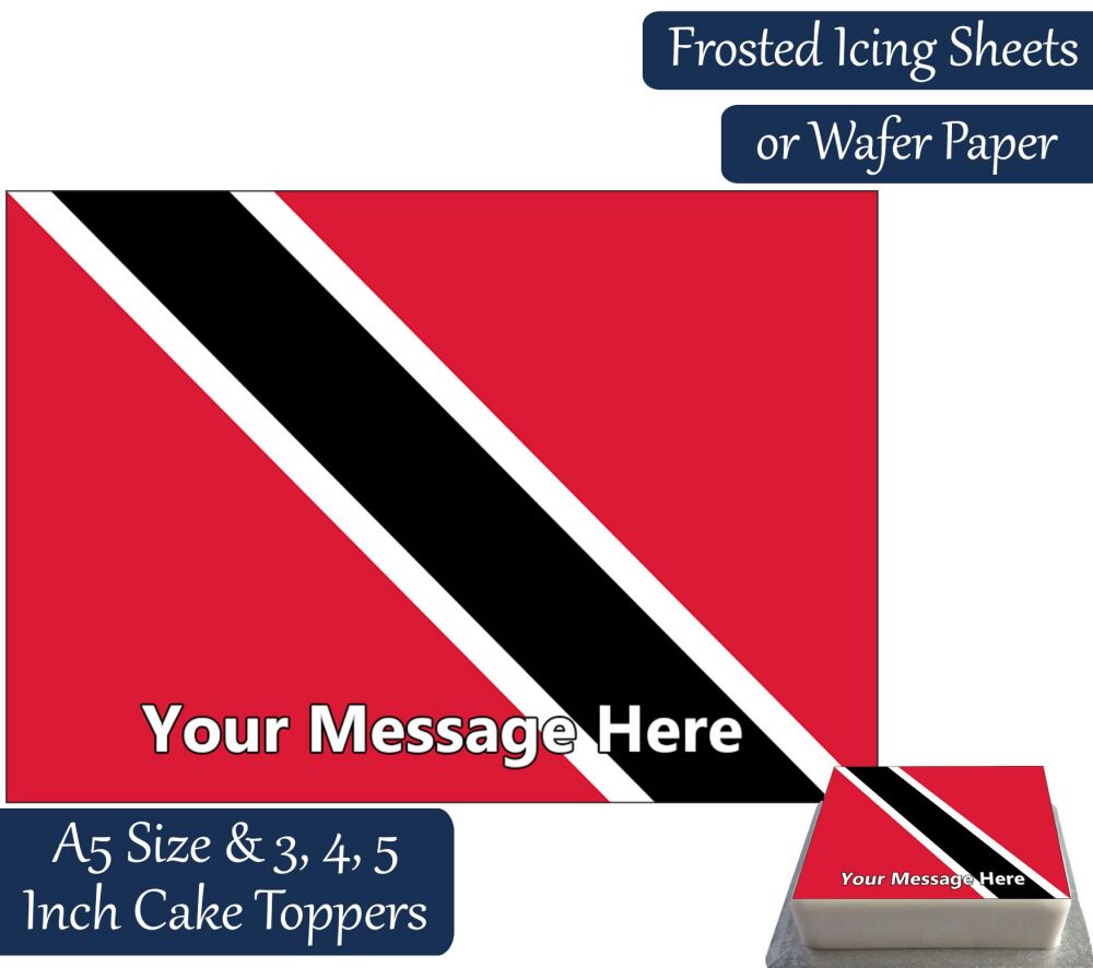 Trinidad Tobago Flag A5 Rectangular Personalised Cake Topper