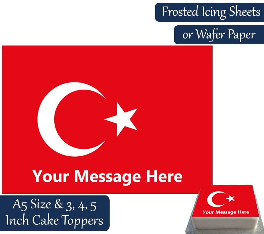 Turkey Flag A5 Rectangular Personalised Cake Topper