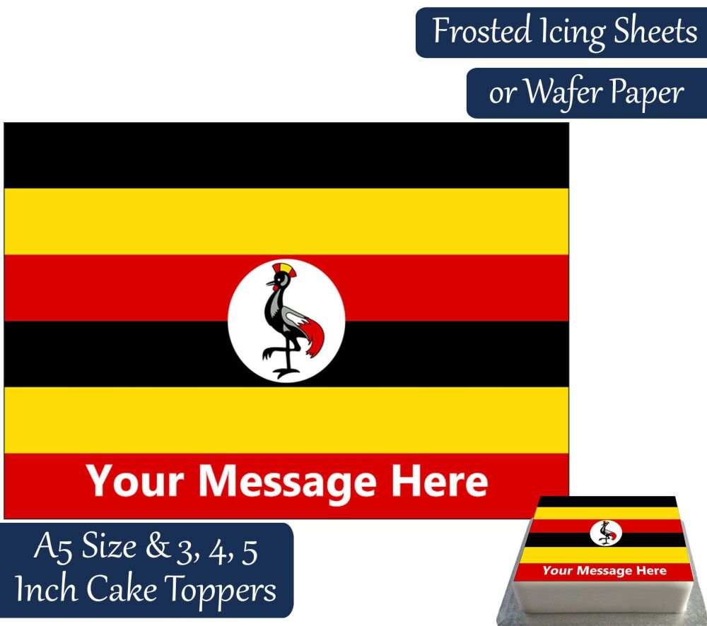 Uganda Flag A5 Rectangular Personalised Cake Topper