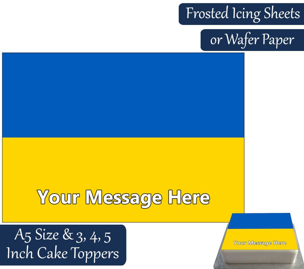 Ukraine Flag A5 Rectangular Personalised Cake Topper