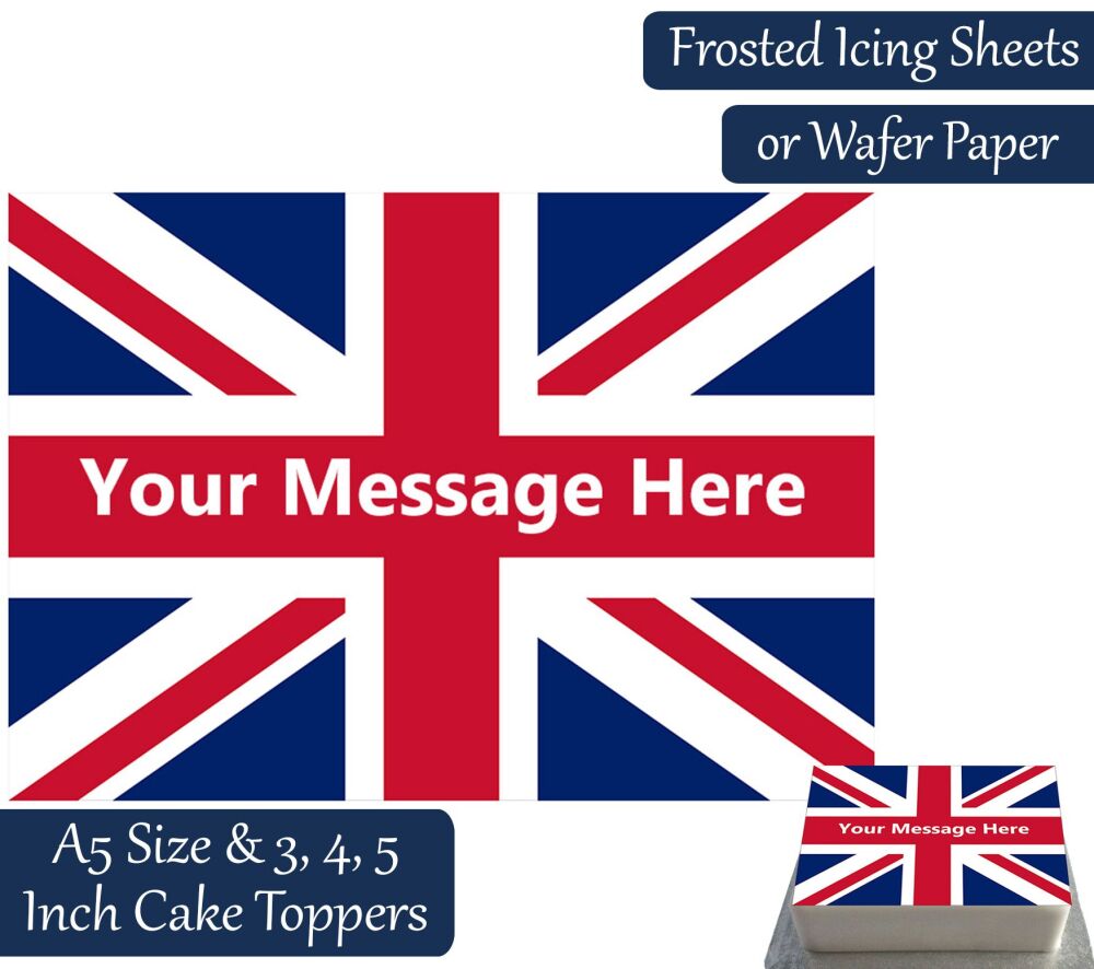 Union Jack Flag A5 Rectangular Personalised Cake Topper