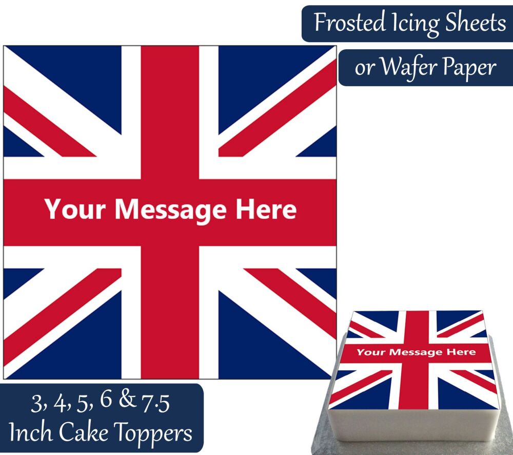 Union Jack Flag Square Personalised Cake Topper