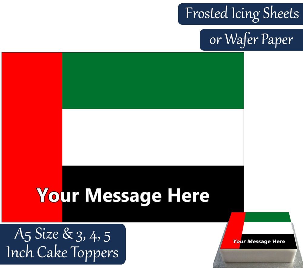 United Arab Emirates Flag A5 Rectangular Personalised Cake Topper