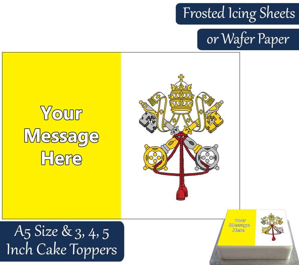 Vatican City Flag A5 Rectangular Personalised Cake Topper