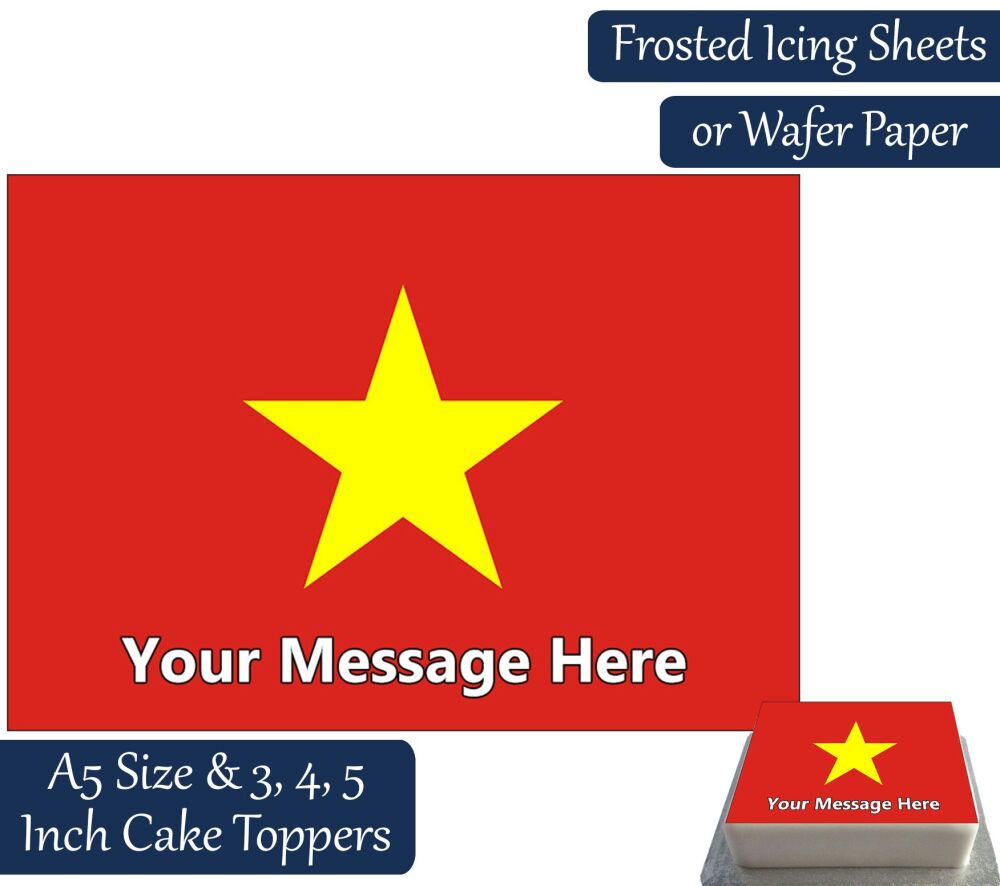 Vietnam Flag A5 Rectangular Personalised Cake Topper