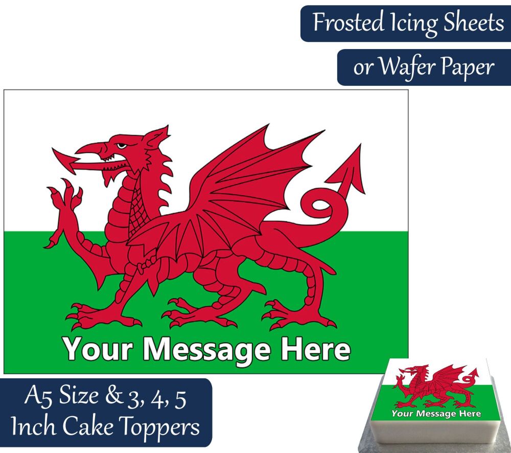 Welsh Flag A5 Rectangular Personalised Cake Topper