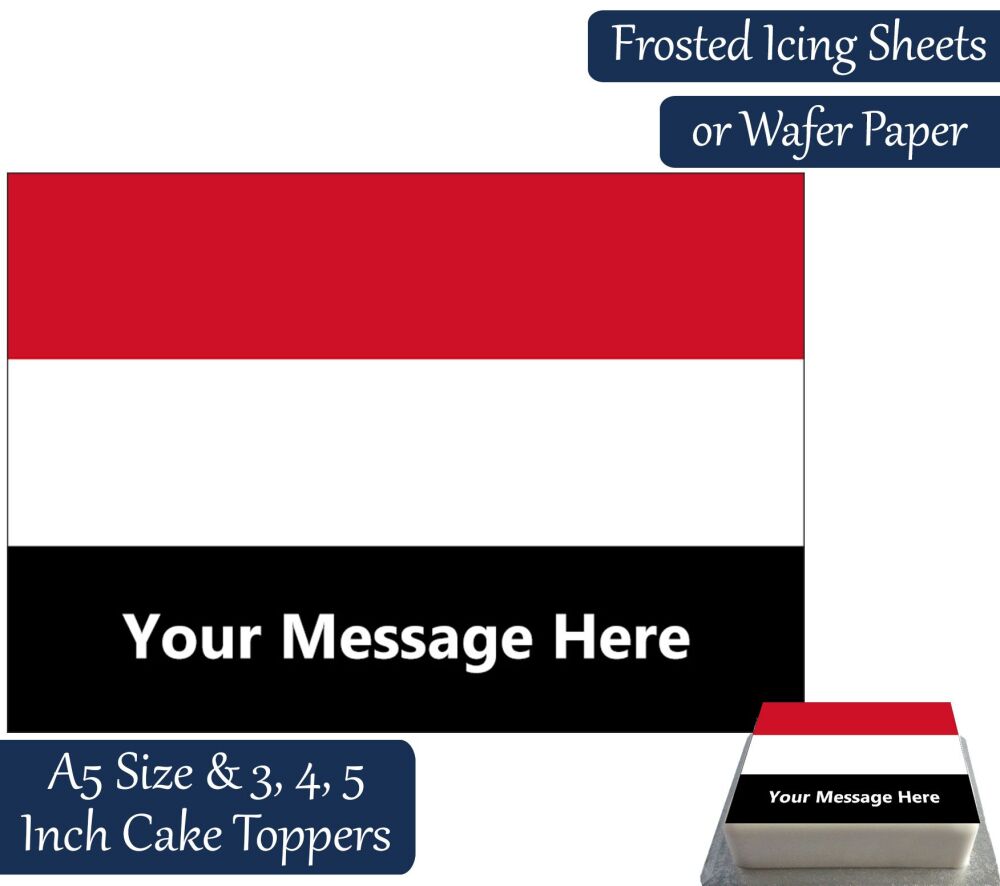 Yemen Flag A5 Rectangular Personalised Cake Topper