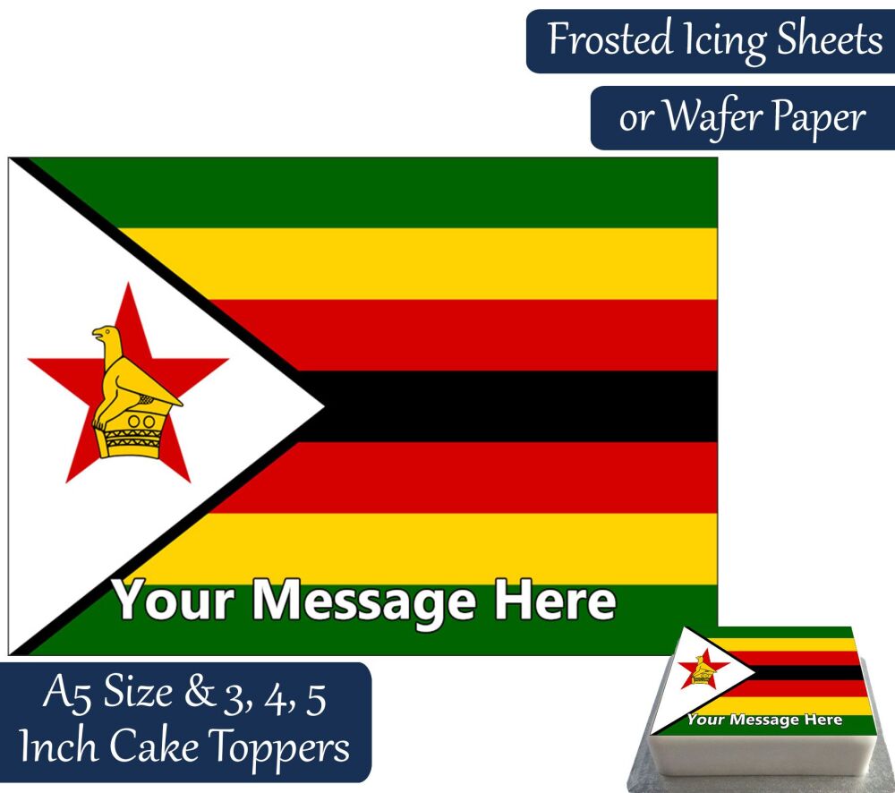 Zimbabwe Flag A5 Rectangular Personalised Cake Topper