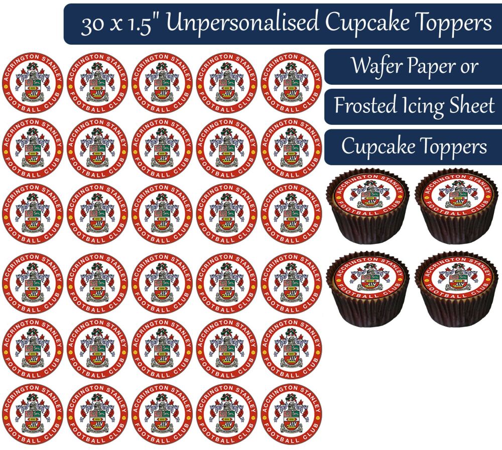 Accrington Stanley Football - 30 Cupcake Toppers