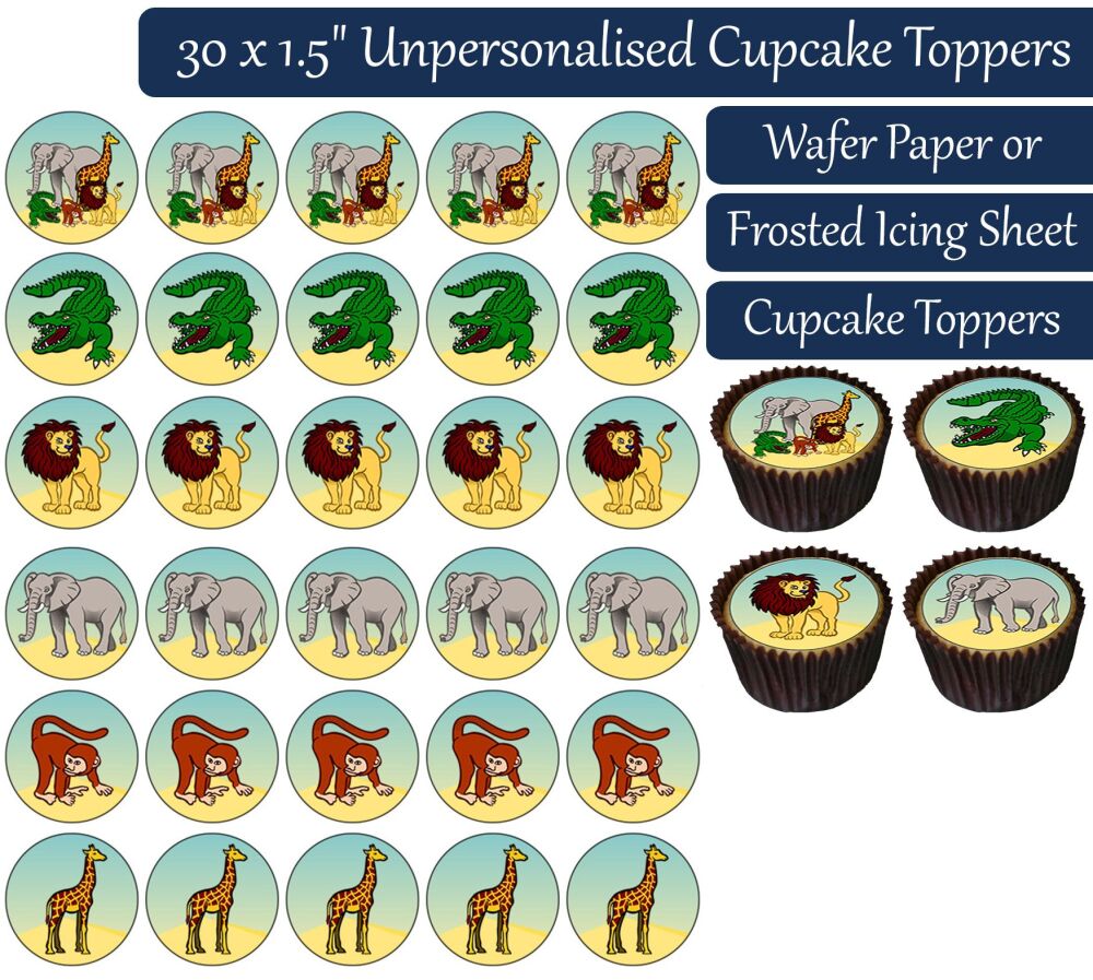African Animals - 30 Cupcake Toppers