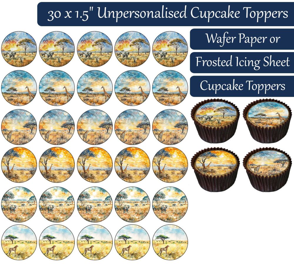 African Savannah - 30 Cupcake Toppers